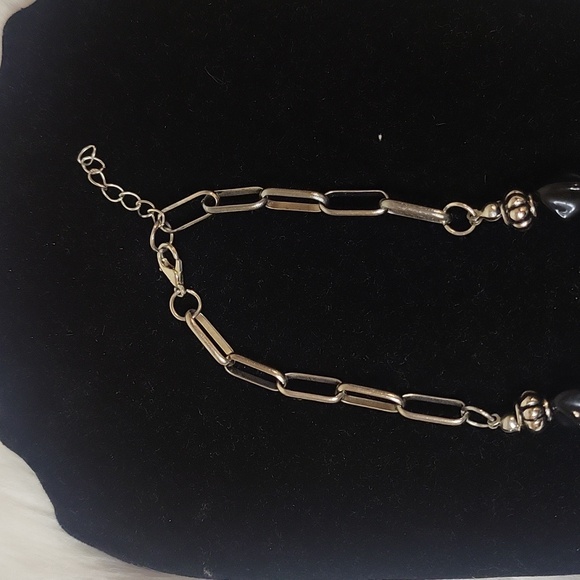 Paparazzi Two Piece Silver and Black Beaded Necklace and Bracelet Set - Picture 3 of 5